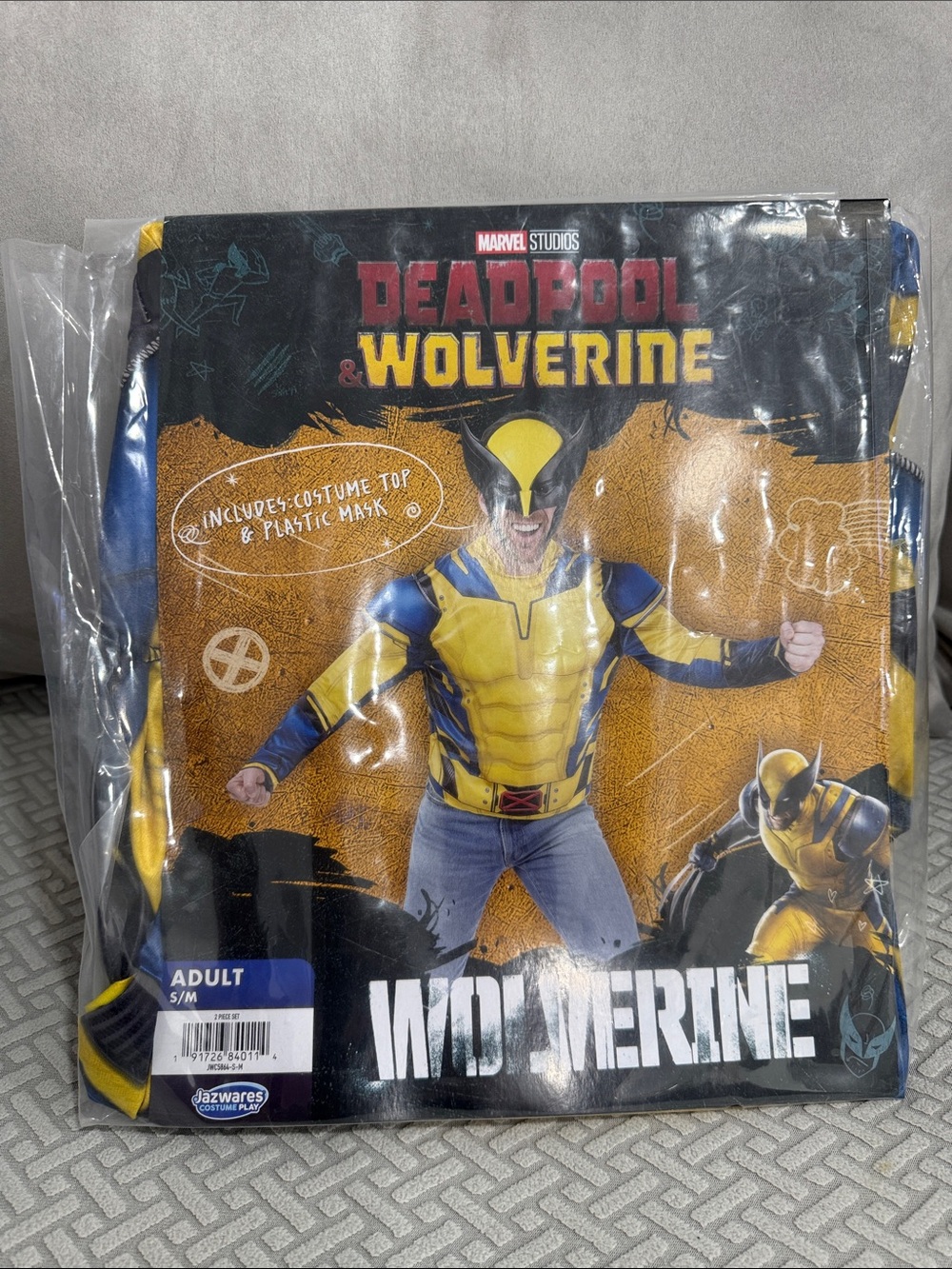 Marvel Wolverine Adults Yellow & Blue Costume Top with Mask - Official Licensed